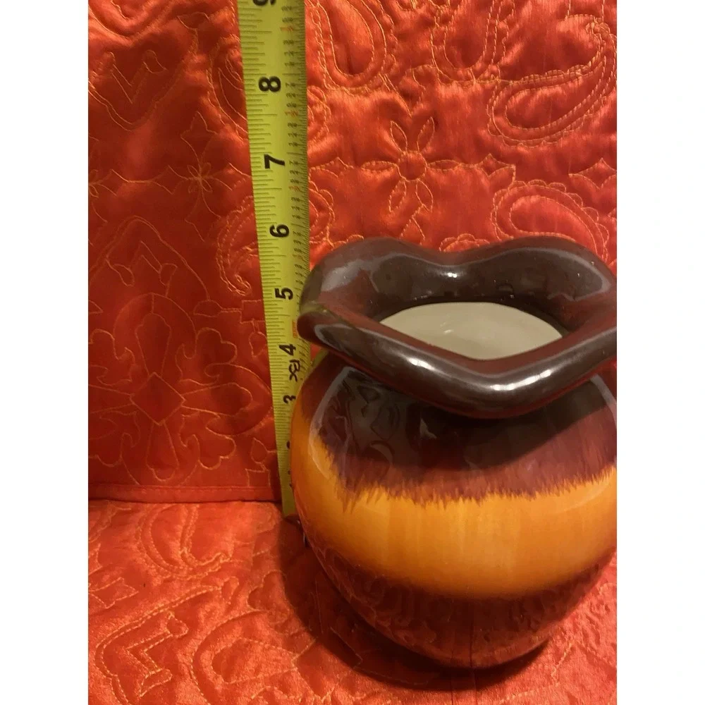 VTG Teleflora Vase Ombre Brown Yellow Orange Gloss Honey‎ Pot Shape Charming MCM
